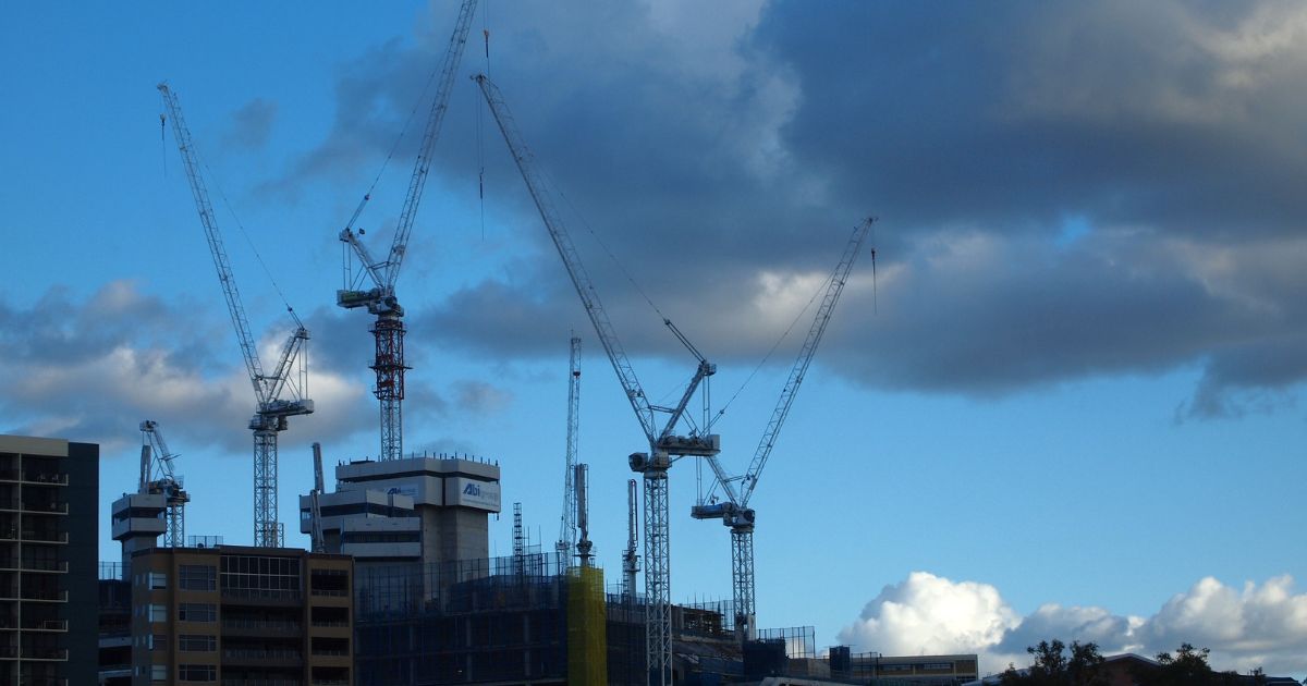 a construction site in silhouette